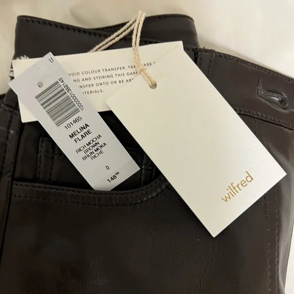 aritzia melina flare vegan leather pants rich mocha brown - Picture 2 of 3